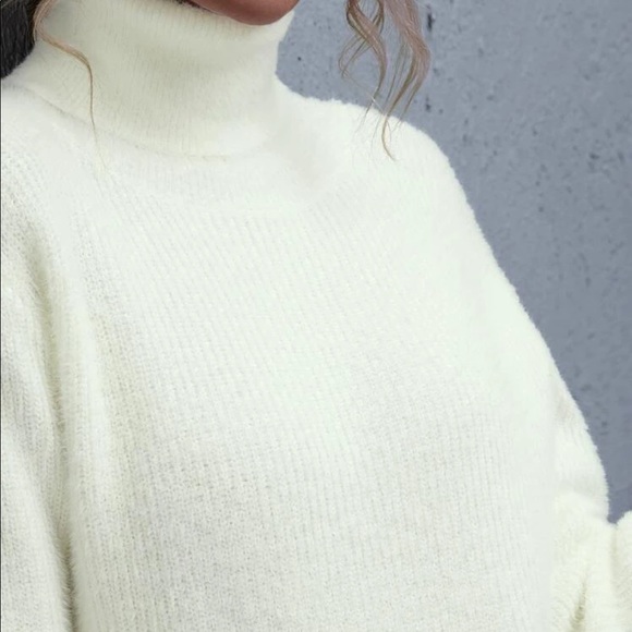 Softest Fuzzy Cream Turtleneck Sweater - Picture 3 of 6